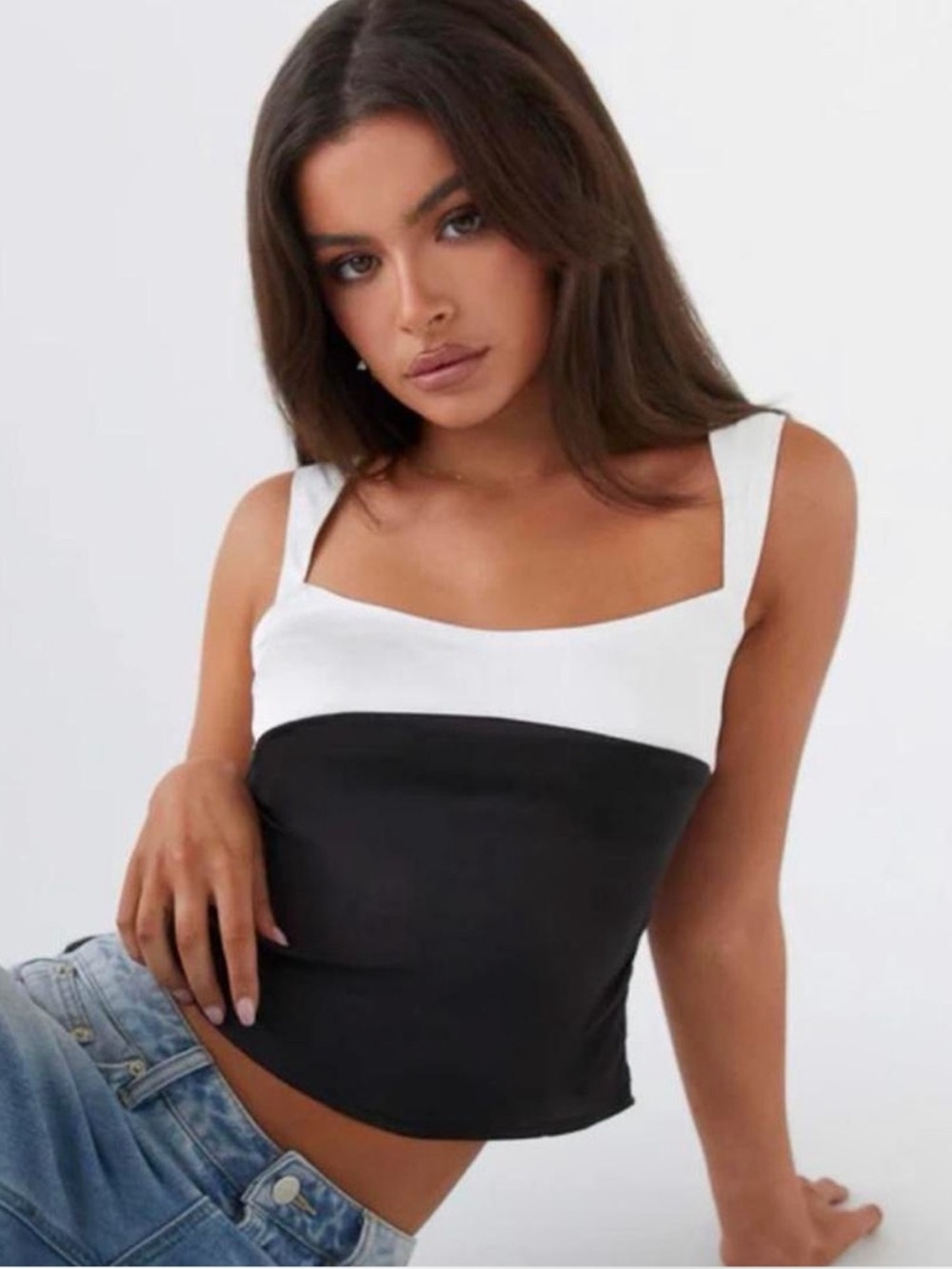 Peppermayo Black and White Satin Camisole
